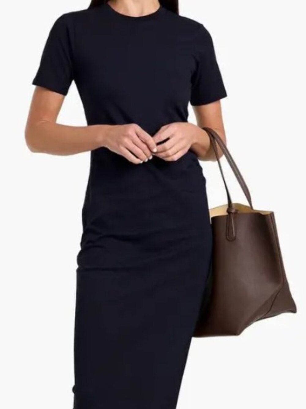 FRAME The T-Shirt Cotton Jersey Midi Dress Navy Size L